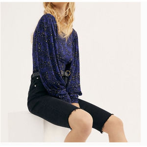 Free People Miss You Top Ballon Sleeve Oversized Floral Printed Blouse in Small